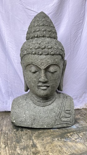 BUDDHA BUST GREENSTONE 100 CM B FRONT